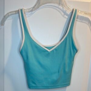 OFFLINE By Aerie Aqua Blue Cropped Tank with built in bra XXS